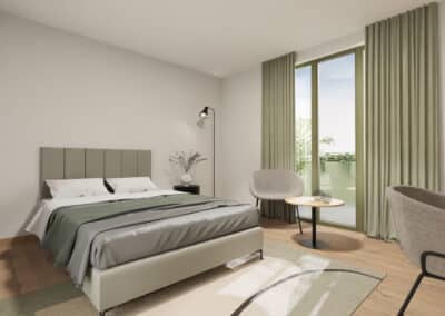 Beispiel für Wohnraum Innenausstattung: Bettbereich als Einrichtungsvorschlag
